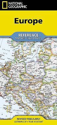 National Geographic Europa Karte (gefaltet mit Fahnen