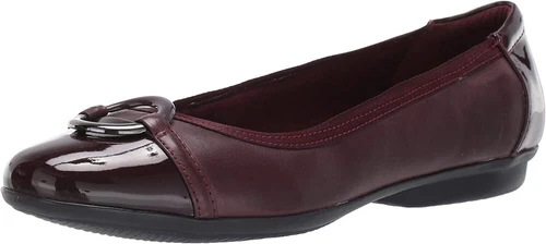 Clarks Gracelin Wind Flat, Burg Leather Slip on Ballet Flat  Women Size 6 M  NEW - Picture 1 of 6