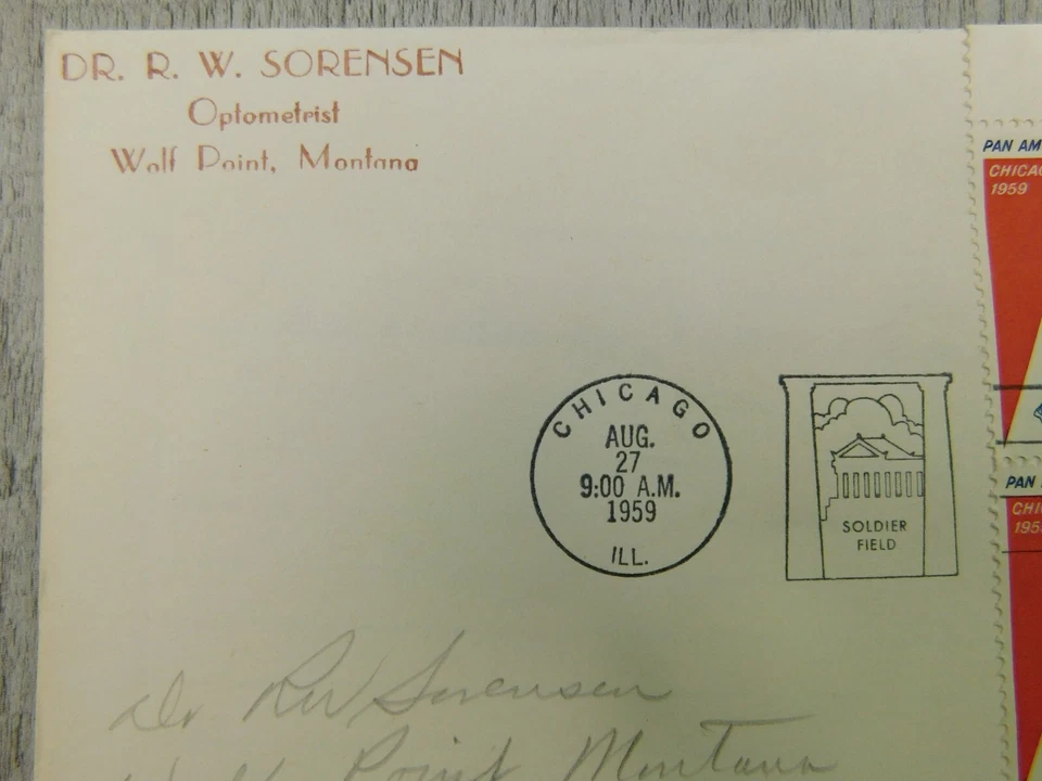 1st Issue Chicago IL 1959 Pan American Games Soldier Field Stamp Envelope Cover - Image 3 of 4