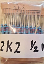 10 x 2.2K OHM 1/2 watt 1% metal film resistors 2K2 USA SELLER