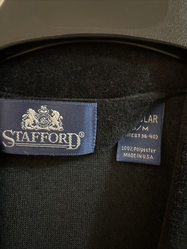 Vintage Stafford Robe Bathrobe Men's Size S/M Black Velour Belted Pockets NWOT - Picture 5 of 7