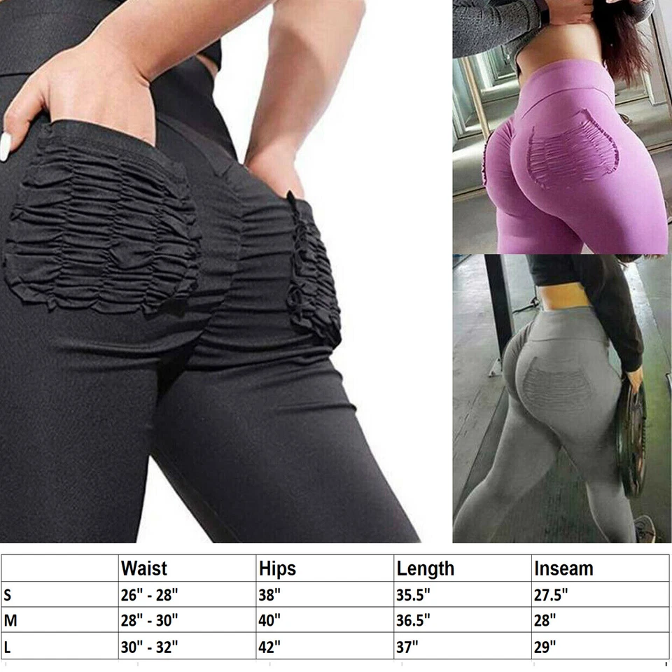 Women Push Up Fitness Leggings Pockets Sport Yoga Gym Pants Workout Trousers - Imagem 2 de 4