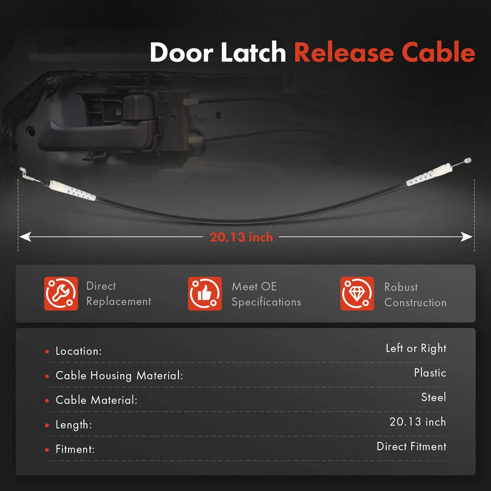 Cable de liberación de pestillo de puerta izquierda o derecha para Ford F-150 F-250 F-350 F-700 20,13" Foto 3 de 4