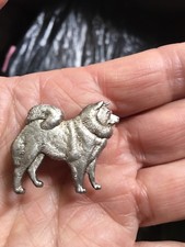 VINTAGE 1960s ENGLISH Sterling SILVER Chow chow dog brooch pin
