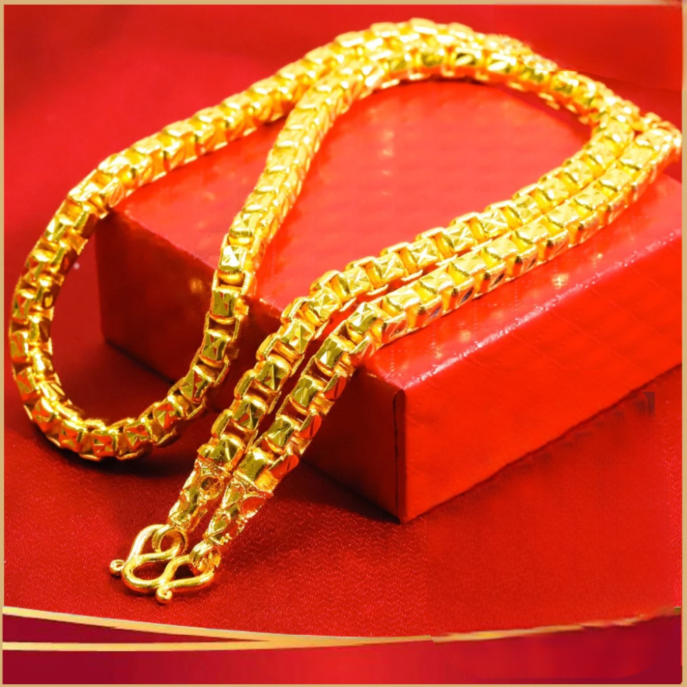 22K 23K 24K Big Heavy Chain Necklace Link Gold Filled Thai Baht
