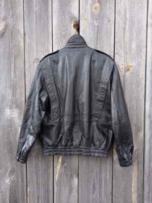 90s Vintage Black Leather Aviator Jacket men Flight Training