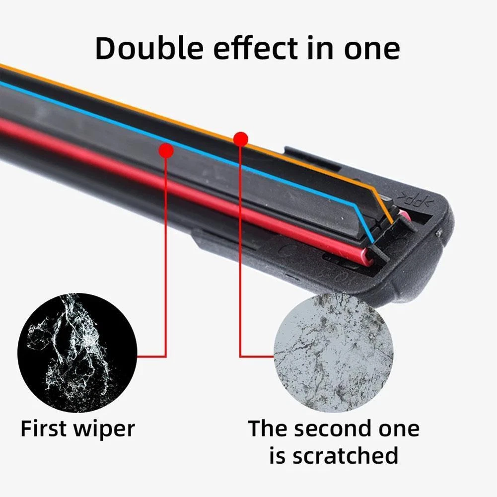 Car Wiper blades Universal Frameless Bracketless Car Double Strip Soft U3J2