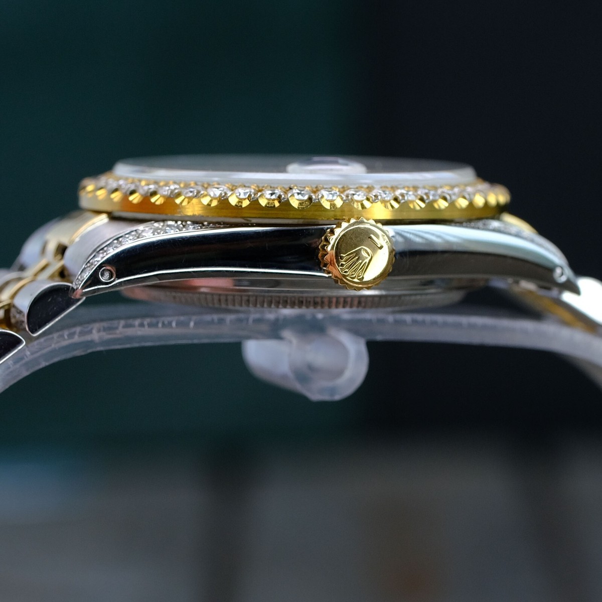 Rolex Datejust 16233 TwoTone 18KY & Steel Champagne Tapestry Index