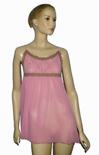 HANKY PANKY SIZE M MEDIUM BABYDOLL PINK MESH LACE CHEMISE NIGHTIE MADE IN USA