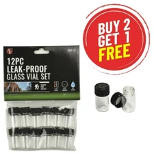 (12) SMALL MINI 1" GLASS VIALS BOTTLE FOR YOUR GOLD PAN GOLD! GB1