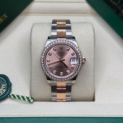 Rolex Datejust 31 NEW 2025 Pink Diamond Dial Two Tone Rose Gold Diamond Oyster