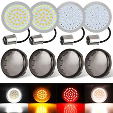 1157 1156 Front Rear LED Turn Signal Insert Brake Lights Smoke Lens for Harley