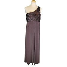 David's Bridal Gown Dress, Women 22, Rich Brown, One Shoulder,Floor Length, GUC