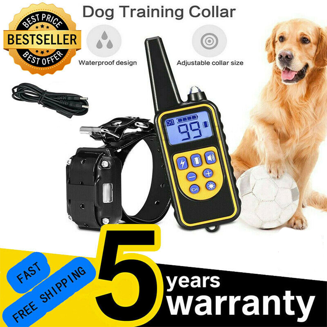 Pet Dog Training Collar Rechargeable Waterproof Electric Shock Anti Bark 3000 FT