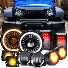 7" LED Headlights Fog Turn Fender Lamp Tail Lights Combo for Jeep Wrangler JK
