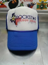 Retro Rockstar Energy Mens Trucker Hat Blue Snapback Motorcross Mesh, Texas, Cap