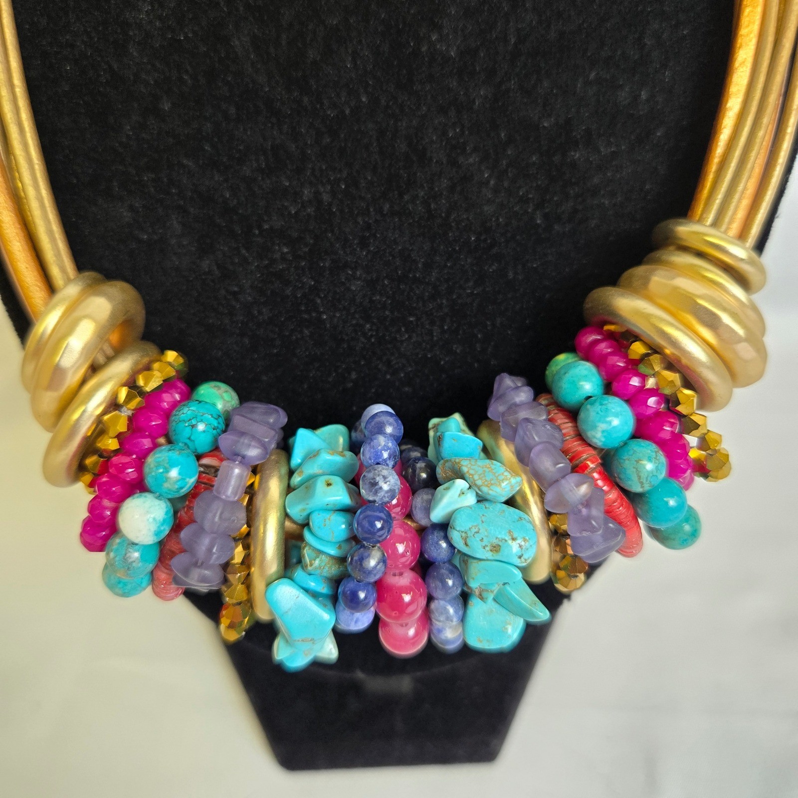 Chico's Chunky Statement Necklace Multi-Corded Co… - image 2