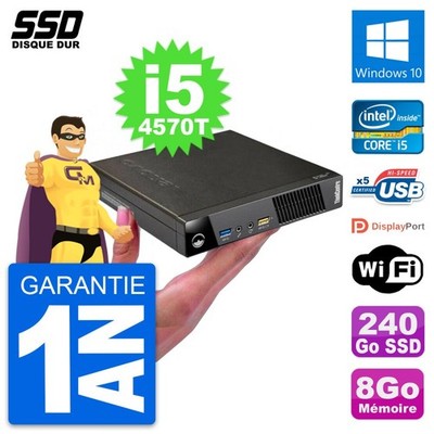 Lenovo M73 Tiny Ultra Mini PC USFF i5-4570T 8GB RAM 256GB SSD Windows 10 WiFi