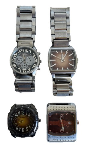 Fossil Men's Watch Lot Of 4 Quartz Nice Condition Stainless Steel NEED BATTERIES