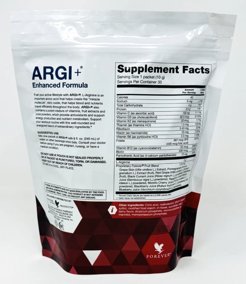 Forever Living ARGI+ L-Arginine & Vitamin Complex 30 Single Serving Packets - Image 2 of 2