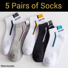 5 Pairs Men / Women Sport Stripe Cotton Bamboo Socks Ankle Low Cut Nonslip Pack