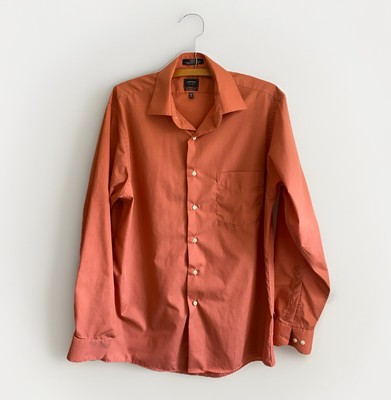Arrow USA 34/35 Men s Medium Long Sleeve Button Up Salmon Summer Dress Shirt