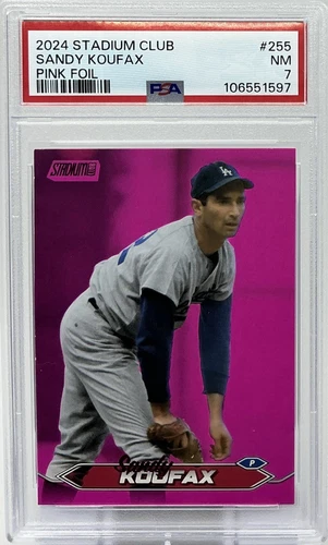 Sandy Koufax PSA 7 -2024 Topps Stadium Club ‘Pink Foil’ -World Series MVP- Pop 2