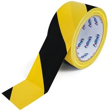 Black and Yellow Warning & Hazard Tape, 50mm x 32m Safety Tape High Visibility