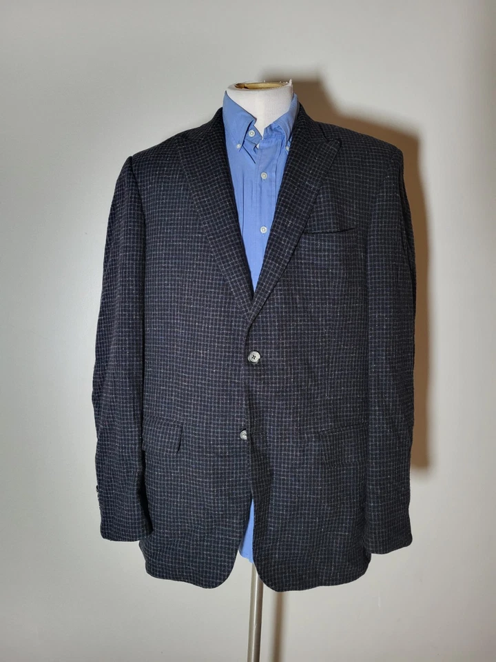 Vtg 42L Black Colorful Check Fleck 100% Cashmere Peak LapelSport Coat Jacket - Image 4 of 4