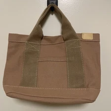 Small Brown Tan Canvas Tote Bag Purse with Pockets for Women Mini Tote Bag