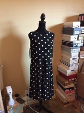 Ralph Lauren Black White Polkadot Dress Size 14 Petite