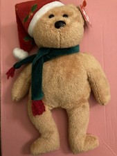 Ty Beanie Buddies 2003 Holiday Teddy Plush Bear with Scarf  Santa Hat