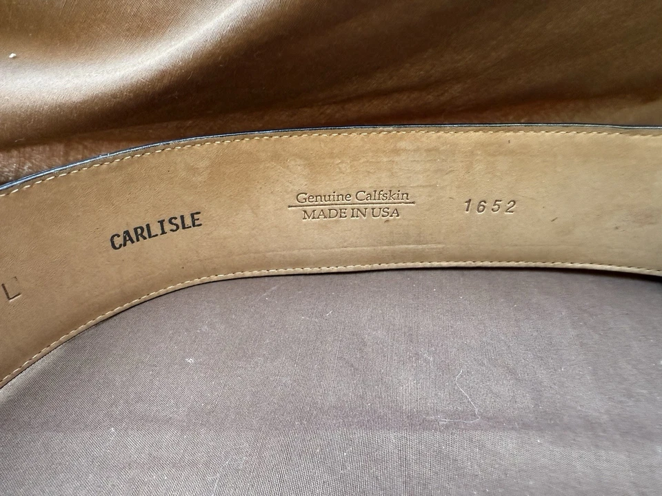 Cinturón Carlisle de piel de becerro vintage declaración hebilla dorada cuero talla L negro dorado Foto 3 de 4