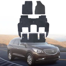 2009-2017 For Buick Enclave Chevy Traverse Velour Floor Mats Carpet Black 3 Row