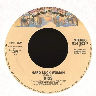 Kiss - Beth / Hard Luck Woman on Casablanca - Reissue Rock 45
