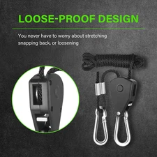 1 Pair 1/8 inch Grow Light Hangers Adjustable Heavy Duty Rope Hanger for Grow...