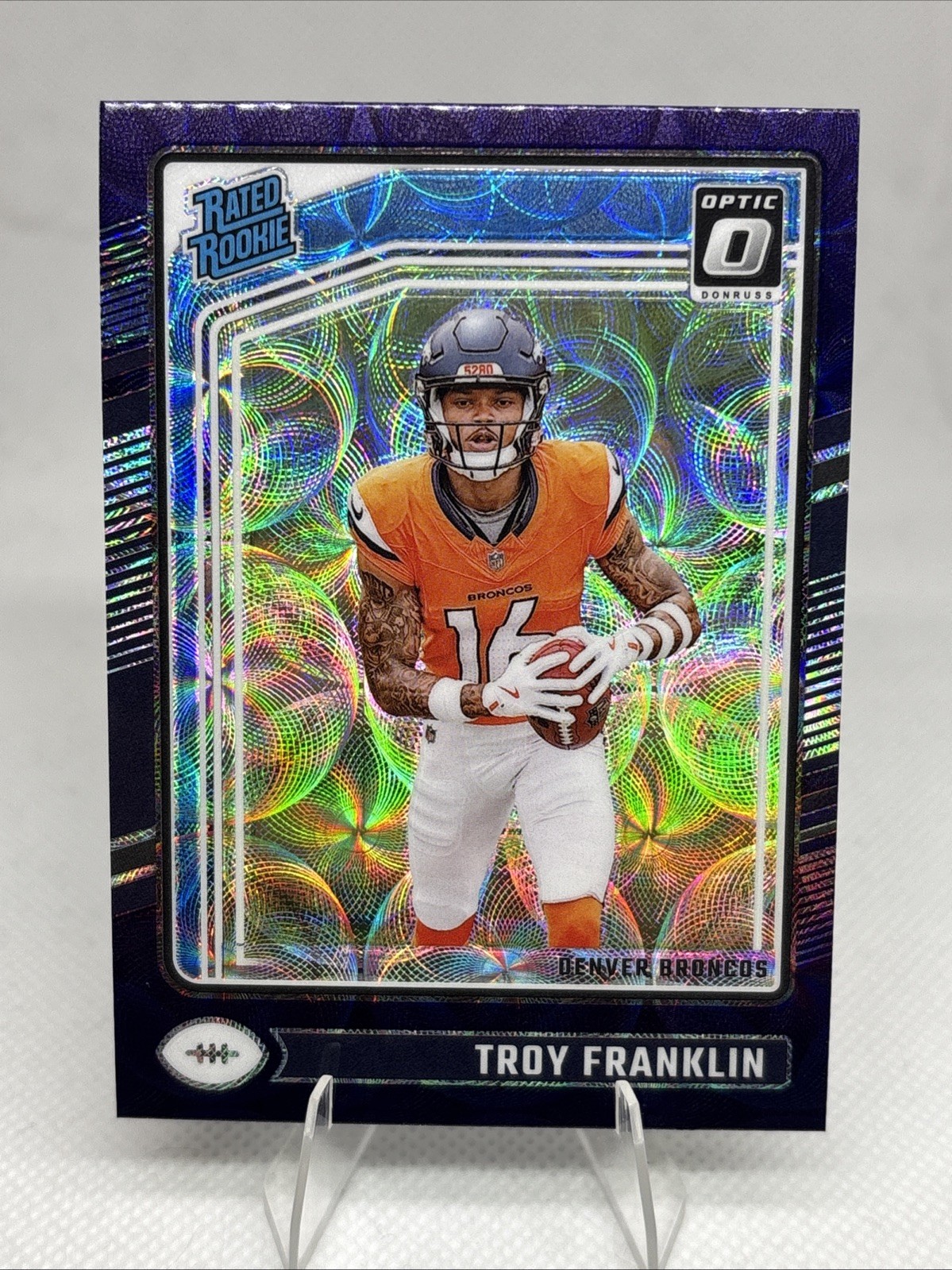 2024 Donruss Optic Troy Franklin Purple Scope Rated Rookie #294 Broncos