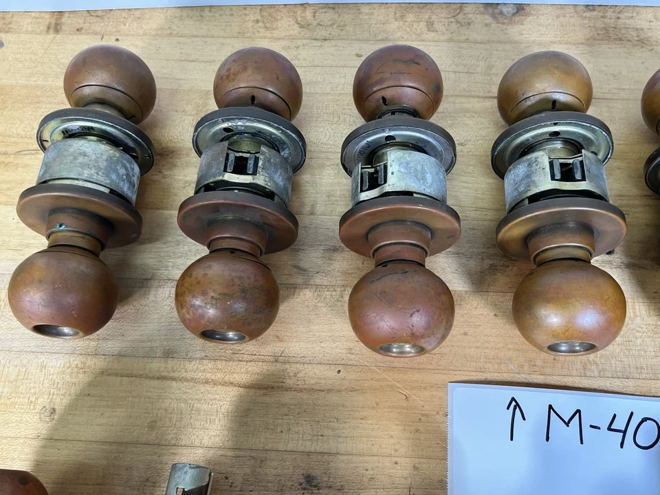 Lot of Schlage M-40 & M-84 Security Door Knobs & Parts Vintage Brass Commercial - Image 4 of 4
