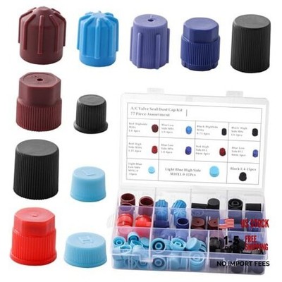 77PC A/C Valve Core Caps Kit, High Low Side Valve Core Port Dust Cap Set R12