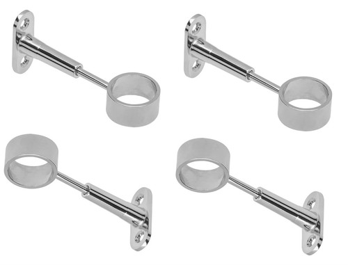 4 Wardrobe Rail Centre Support Bracket Hanging Fittings Chrome Round 25mm - Picture 9 of 9