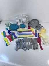 Fisher Price And Other Dishes, Kitchenware & Utensils Over 50 Pieces Vintage