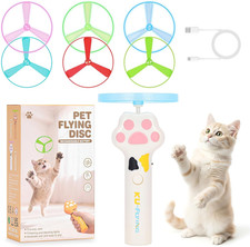 Cat Fetch Toy, Rechargeable Flying Disc Launcher with 6 Flying Discs, Cat Intera