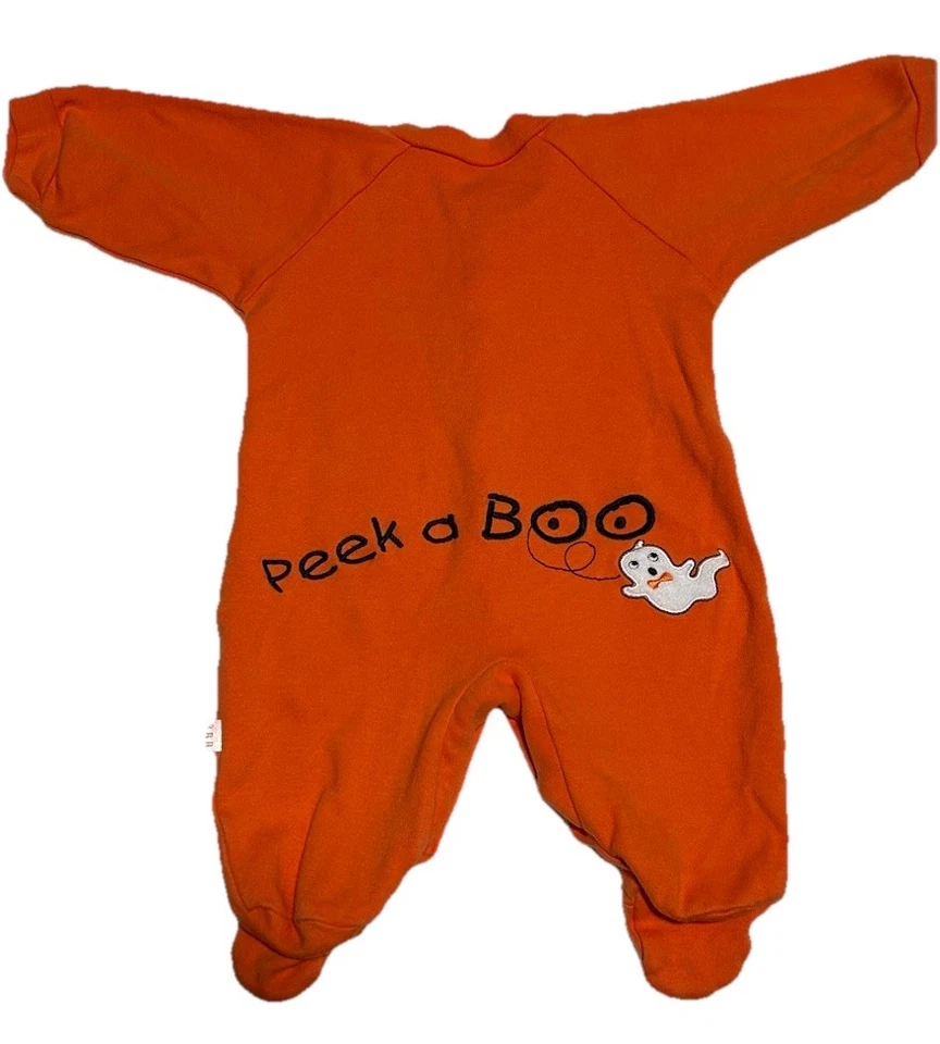 Buster Brown Babies Orange Ghost Footed Sleeper 0-3M Snap Up Pajamas - Image 3 of 4