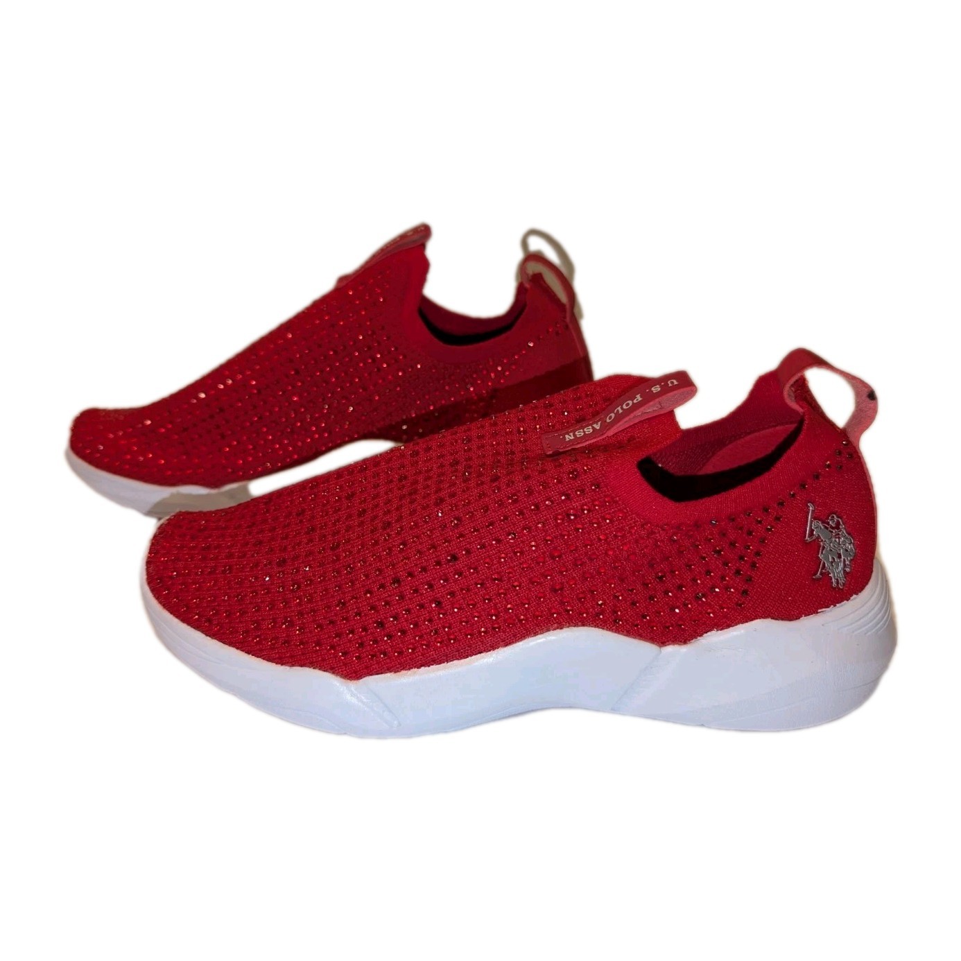 U.S. POLO ASSN. Scarpe DISC K taglia 8 5 donna rosso strass sneakers pony US