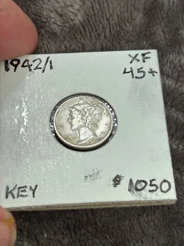 1942/1 Mercury Dime, XF+/AU details. GUARANTEED AUTHENTIC