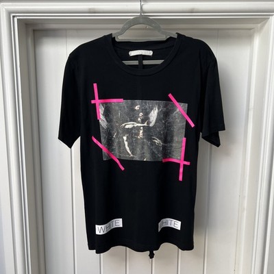 Off White T-Shirt Herren Small Schwarz Kurzarm Baumwolle Caravaggio Virgil Abloh