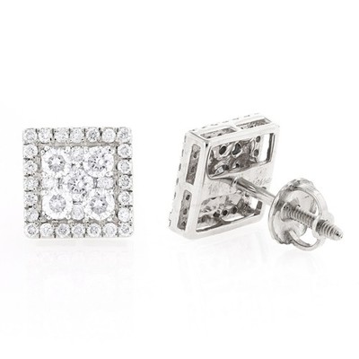Quadratische 14K Gold Diamant Ohrstecker 1,1ct für Damen und Herren