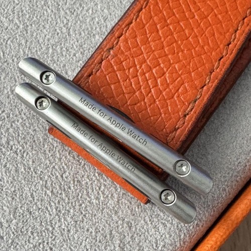 Hermes Orange Leather Double Tour Apple Watch Band Epson Finish 38-42mm - 第 6/10 張圖片