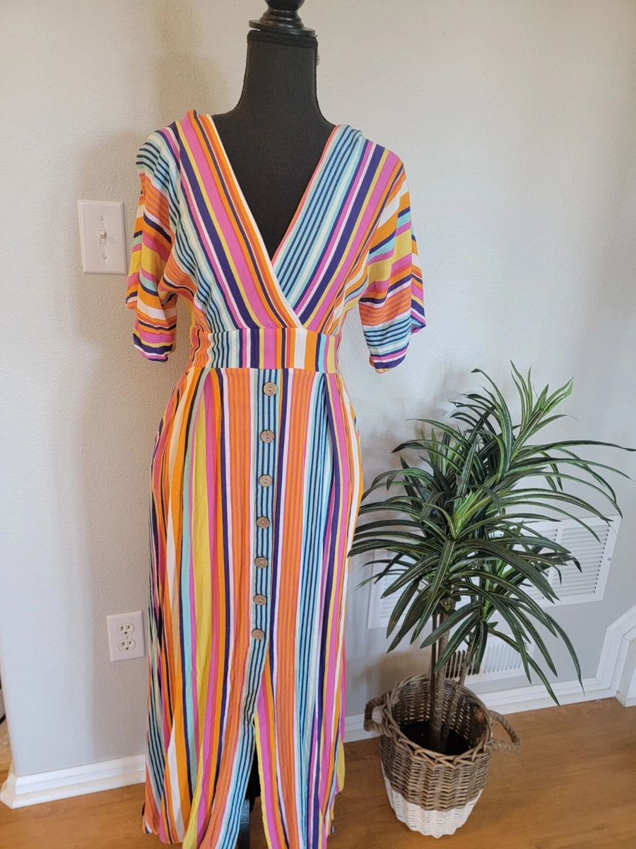 Colorful vertical striped dress cheap