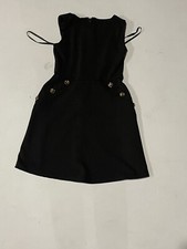 Kids Sleeveless Black Dress With Brown Button Design